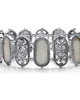 Oval Simulated Mother-of-Pearl Antiqued Silvertone Daisy Stretch Bracelet 7" - thumbnail