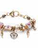 Pink and White Medical Nurses Goldtone Bali-Style Beaded Charm Bracelet 8" - thumbnail