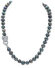 .55 Cttw. Peacock Genuine Pearl Necklace Pave CZ Panther Silvertone 18" Length - thumbnail