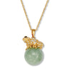 Round Genuine Green Jade 18k Gold-plated Frog Pendant Necklace, 18 inches - thumbnail