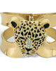 Goldtone Crystal Leopard Hinged Cuff Bangle Bracelet (50mm) - thumbnail