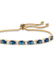 6.20 Cttw. Simulated Blue Sapphire and CZ Gold-Plated Bolo Bracelet 10" - thumbnail