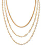 Crystal Bezel Gold Ion-Plated Multichain Necklace Set 16, 18, 21 Inch - thumbnail