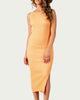 Amaryllis Open-Back Ribbed Knit Midi Dress in Apricot - thumbnail