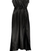 Aeries Satin Wrap Dress in Black - thumbnail
