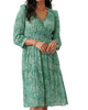 3/4 Sleeve Dress in Cypress Green/Aqua Mist - thumbnail