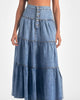 Maxi Tiered Skirt in Denim - thumbnail