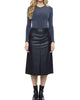Gal Vegan Leather Midi Skirt in Black - thumbnail