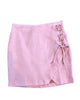 Lace Up Ultra Suede Mini Skirt in Mauve - thumbnail