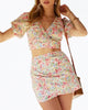 Floral-Print Ruched Stretch Cotton-Voile Mini Skirt in Red Multi - thumbnail