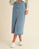 Front Slit Midi Denim Skirt in Blue - thumbnail