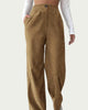 High-Waist Pleated Corduroy Pant in Camel - thumbnail