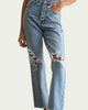 Distressed Straight-Leg Jeans in Blue - thumbnail