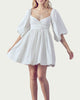 Shirred Wrap-Effect Cotton Mini Dress in White - thumbnail