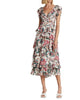 Salome Flutter Sleeve Lurex Midi Dress in Lillie White Print - thumbnail