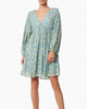 Sallie Metallic Star Print Long Sleeve Minidress in Dusty Blue - thumbnail
