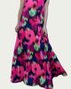 Poppy Pleated Satin Maxi Dress in Ikat Roses - thumbnail