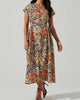 Miranda Dress in Orange Black Floral - thumbnail