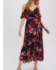 Cold Shoulder Ruffled Wrap Dress in Navy - thumbnail