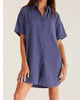 Cyrus Gauze Dress in Dusty Navy - thumbnail