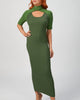 Loop Layered Knit Dress in Vert - thumbnail