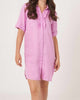 Short Sleeve Linen V-Neck Dress With Ruffle Detail in Orchid - thumbnail