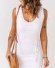 Leanne Scalloped Trim Mini Dress in White - thumbnail