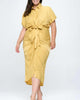 Short Sleeve Button Down Midi Dress in Mustard Yellow - thumbnail