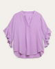 Trista Ruffle Sleeve Henley Blouse - thumbnail