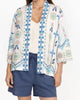 Oriel Cropped Linen Kimono in White - thumbnail