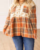Natural Beauty Long Sleeve Button Top in Floral & Plaid - thumbnail