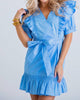 Morgan Poplin Wrap Dress in Blue - thumbnail