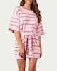 Cybelle Belted Knit Mini Dress in Pink Stripe - thumbnail