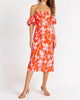 Floral Hinge Sleeve Dress in Red - thumbnail