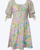 Floral-Print Corset-Effect Satin Mini Dress in Pastel Multi - thumbnail