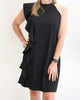 One Sleeve Ruffle Dress in Black - thumbnail