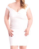 Off The Shoulder Mini Dress in White/Silver - thumbnail