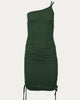 One Shoulder Rib Dress in Olive - thumbnail