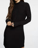Cozy Knit L/S/ Raglan Turtleneck Shirttail Mini Dress in Black - thumbnail