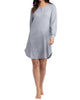 Hannah - 36" Ls Henley Sleep Shirt in Heather Grey - thumbnail