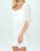 Flutter Sleeve Mini Dress in White - thumbnail