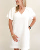 Puff Sleeve Chemise Dress in White - thumbnail