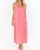 Oasis Ruffle Dress in Flamingo Pink Linen - thumbnail