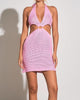 Crochet Mini Halter Cut Out Dress in Lilac - thumbnail