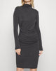 Igloo Long Sleeve Jersey-Wool Fitted Turtleneck Dress in Grey - thumbnail