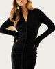 Ruched Rib Open-Back Dress in Black - thumbnail