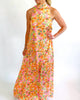 Floral Satin Halter Maxi Dress in Orange Multi - thumbnail