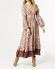 Kyla Paisley Long Sleeve V-Neck Dress in Dusty Rose - thumbnail