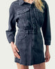 Denim Raw-Edge Mini Dress in Washed Black - thumbnail
