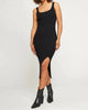 Felicity Ribbed Tank Midi Dress in Black - thumbnail